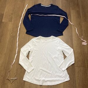 Isaac mizrahi live essentials 2 flared long sleeves medium navy blue and white